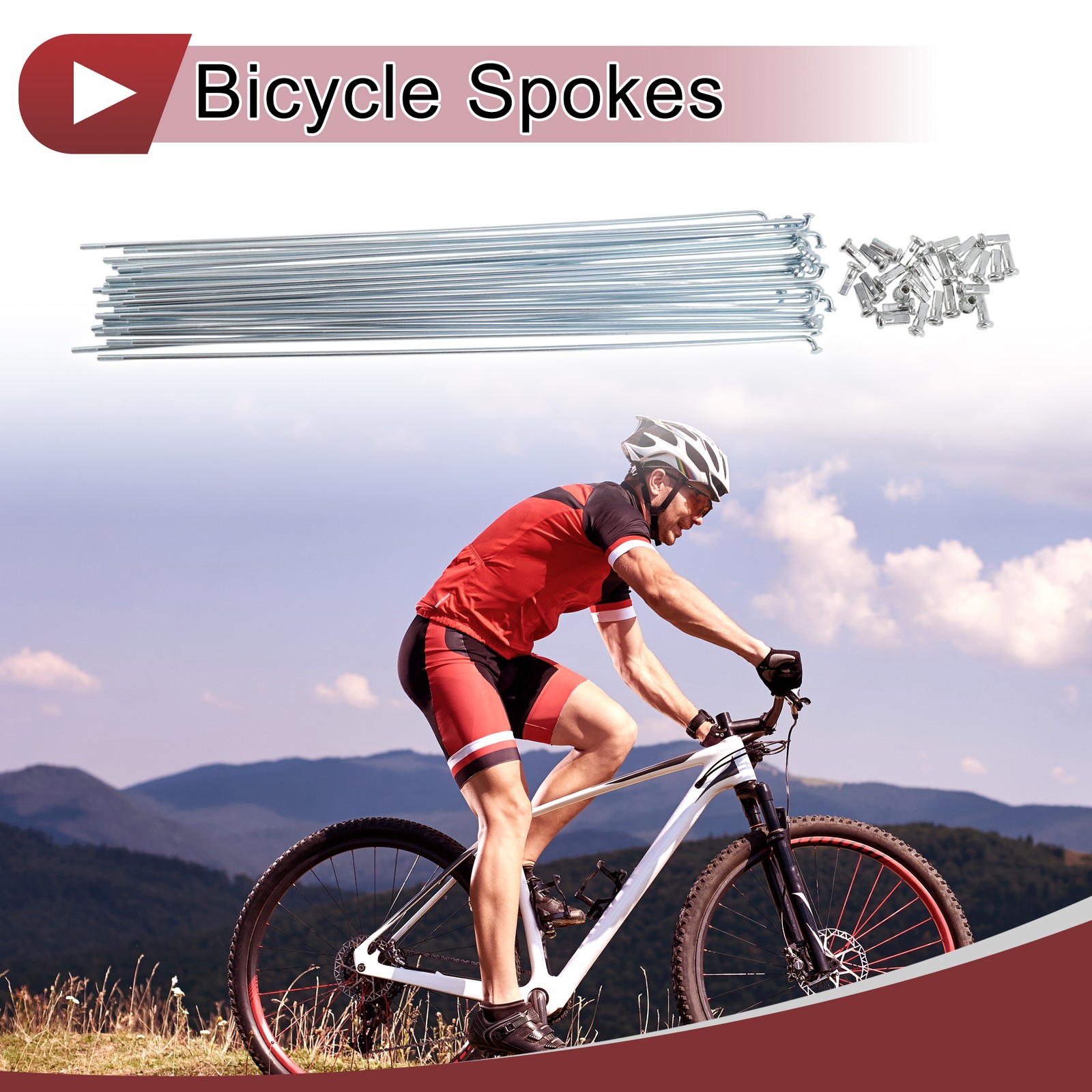 12G Bicycle Spoke 290 mm Bike Wheel Spoke Carbon Steel Galvanized Silver Tone