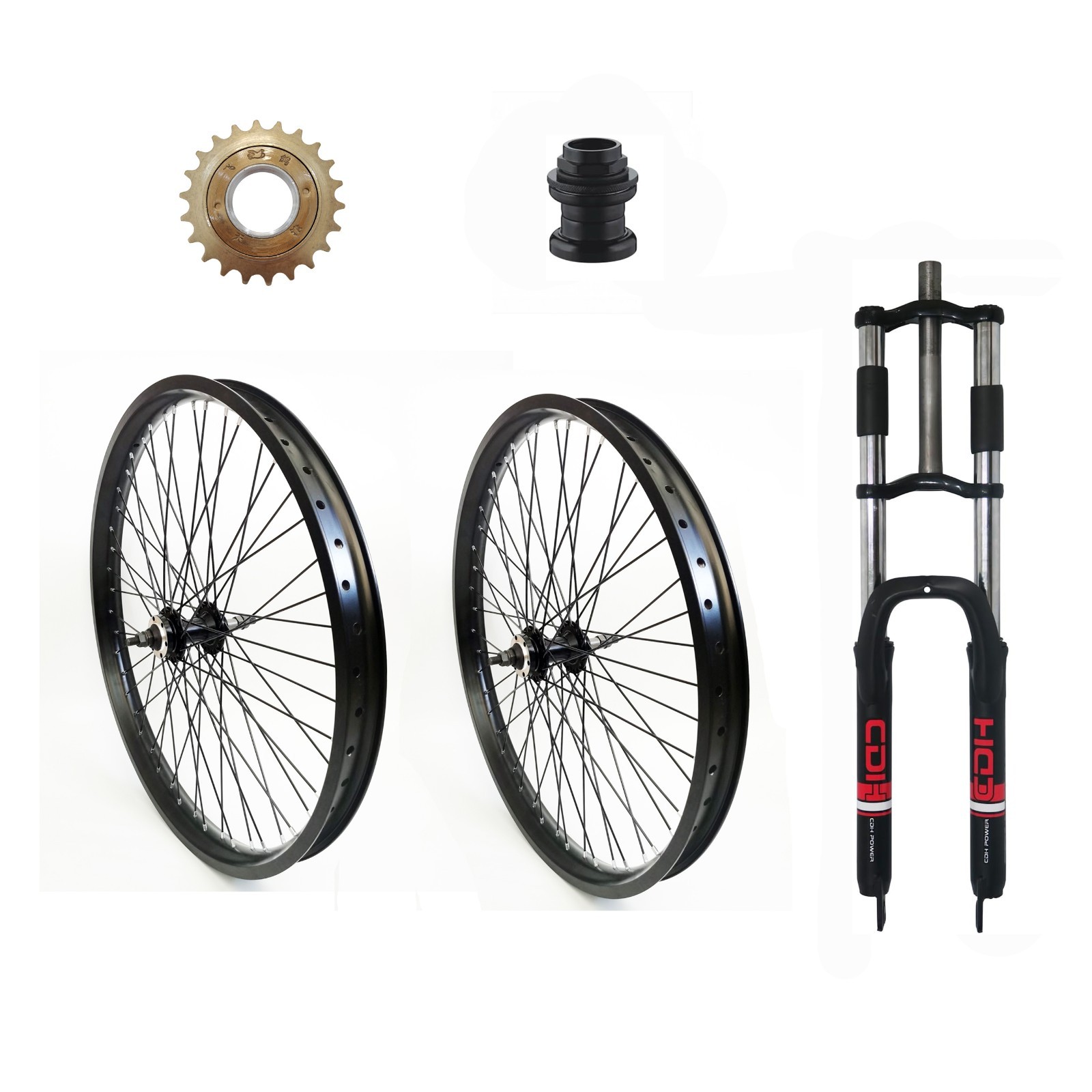 Heavy Duty 26″ Bike Wheels 12G 48 Spokes & 1″ Threaded Bicycle Fork & Freewheel
