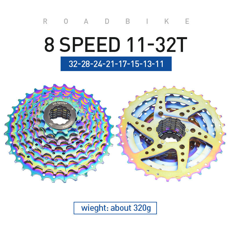 VG Sports Road Bike Cassette 8 9 10 11 Speed 11-/25T/28T Sprocket Rainbow