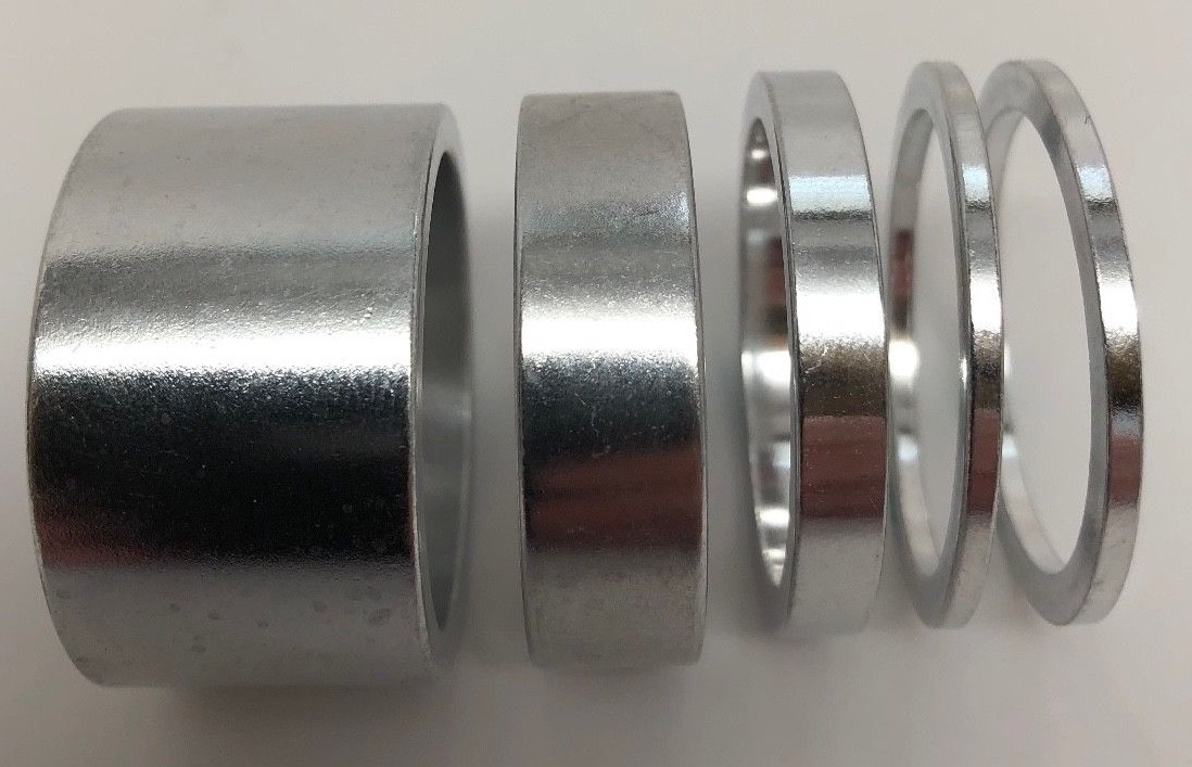 DELUXE SILVER BIKE BICYCLE ALLOY 1 1/8″ HEADSET SPACERS SET 2mm 5mm 10mm 20mm