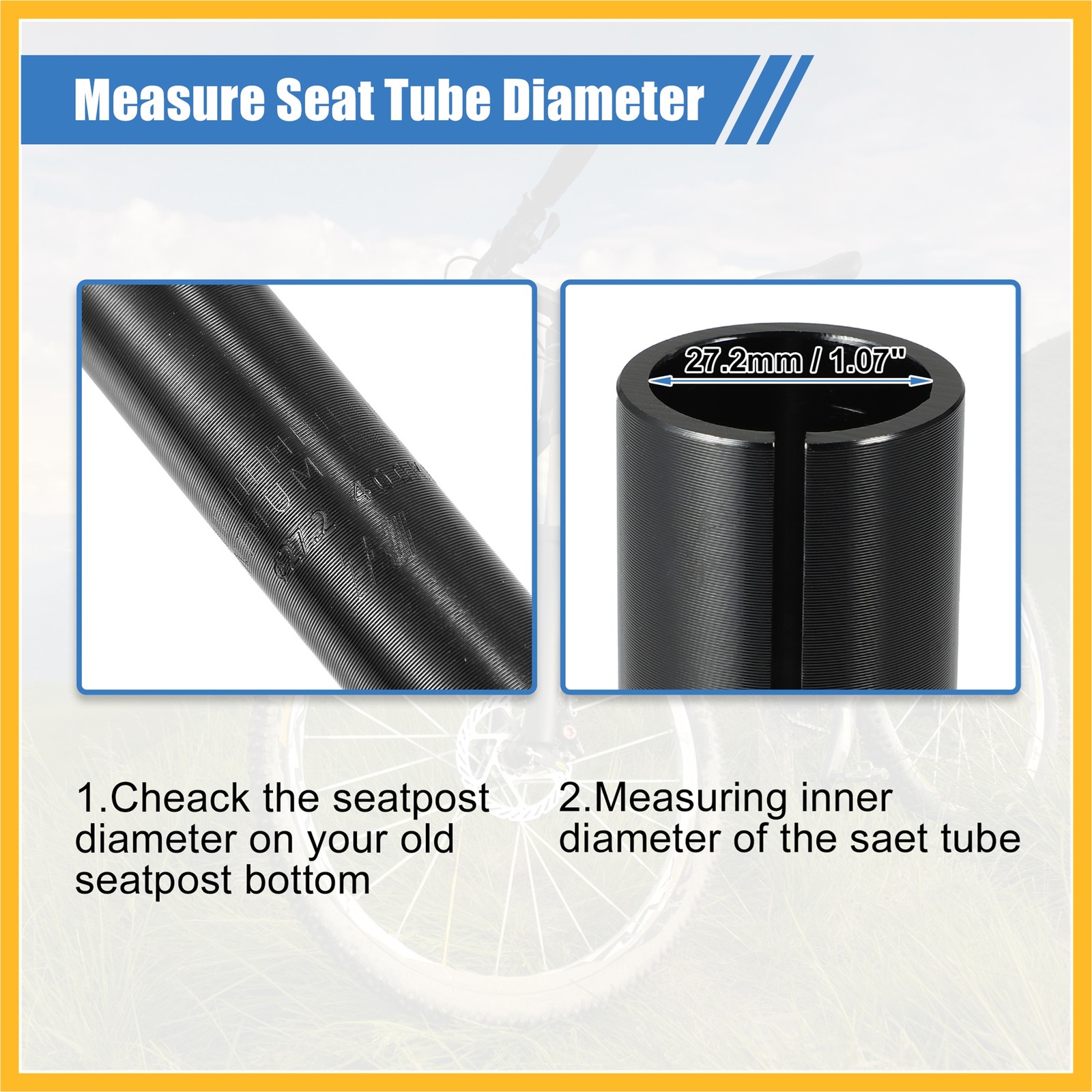 2 Pcs 27.2mm to 33.9mm Bicycle Seat Post Tube Adapter Reducing Sleeve