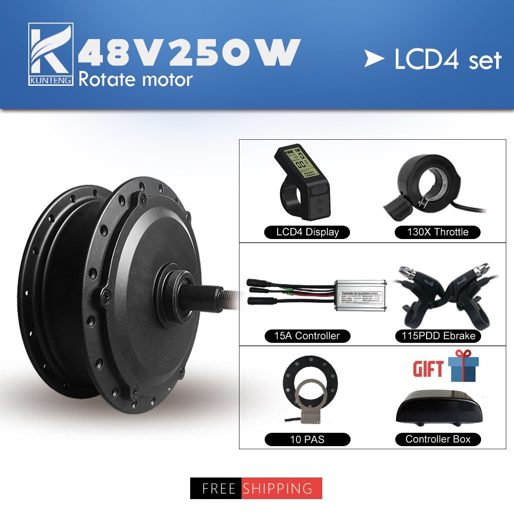 Electric Bike Conversion Kit Rear Rotate Hub Motor 36V/48V 250W Waterproof Plug