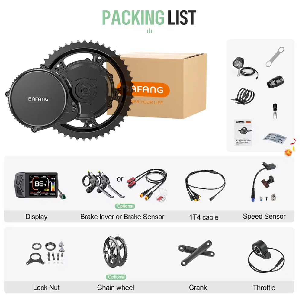 48V500W 750W 1000W Mid Drive Motor Kit Bafang Ebike Conversion Kits 68-120MM US
