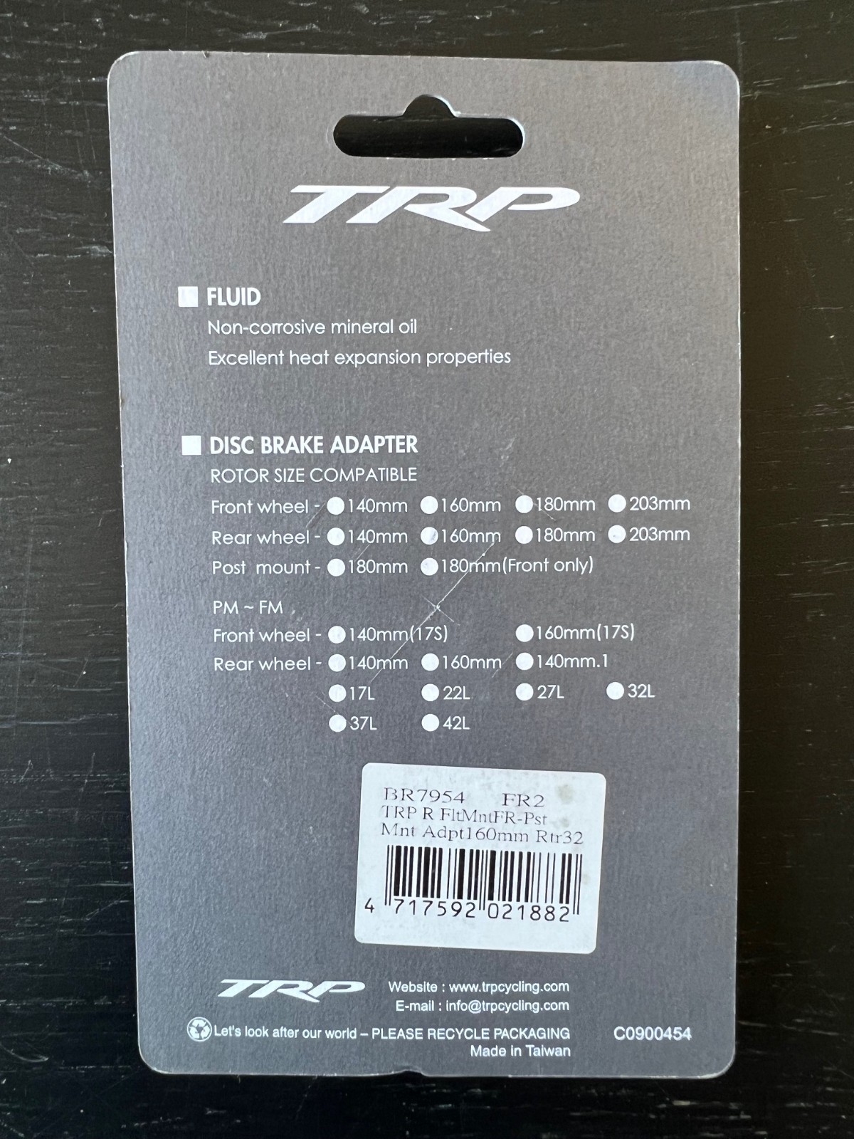 TRP FR2 Flat Mount Frame-Post Mount Caliper for 160mm Rotors in Black (NEW)