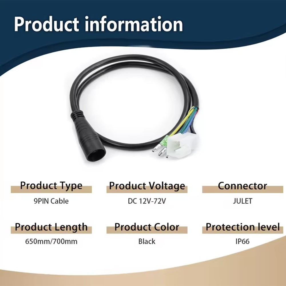 E-bike Julet 9Pin Hub Motor Extension Cable Conversion Line Waterproof Cable