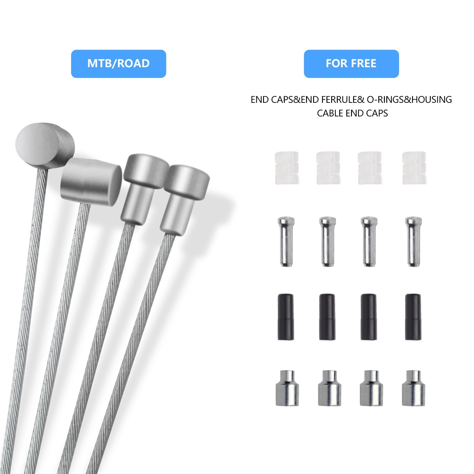 4PCS Universal Bike Brake Cable,Replaceable As shown in the picture, Silver