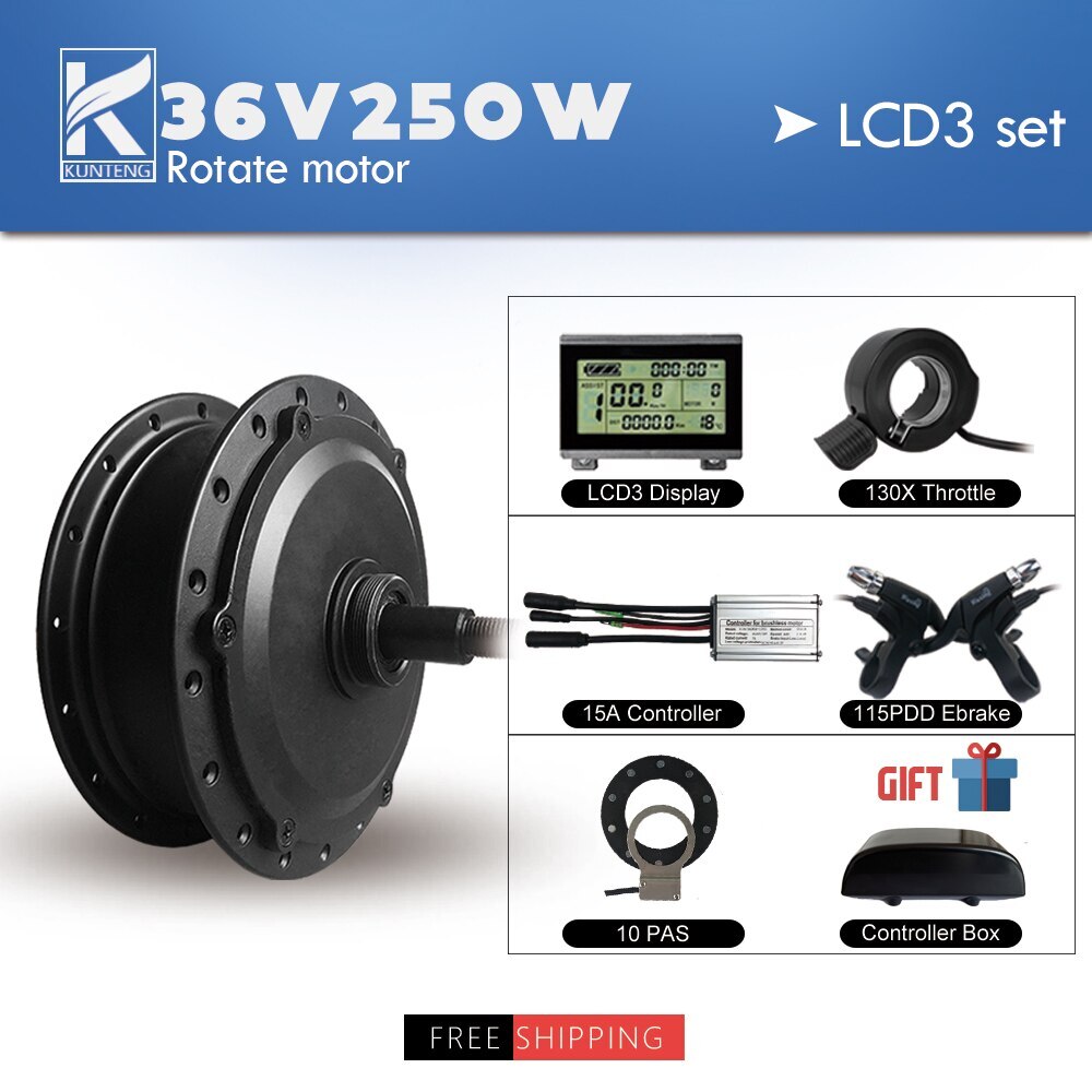 Electric Bike Conversion Kit Rear Rotate Hub Motor 36V/48V 250W Waterproof Plug