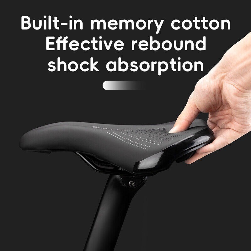 ROCKBROS Bike Seat Cushion Memory Foam Carbon Steel Saddle with Reflective Dots