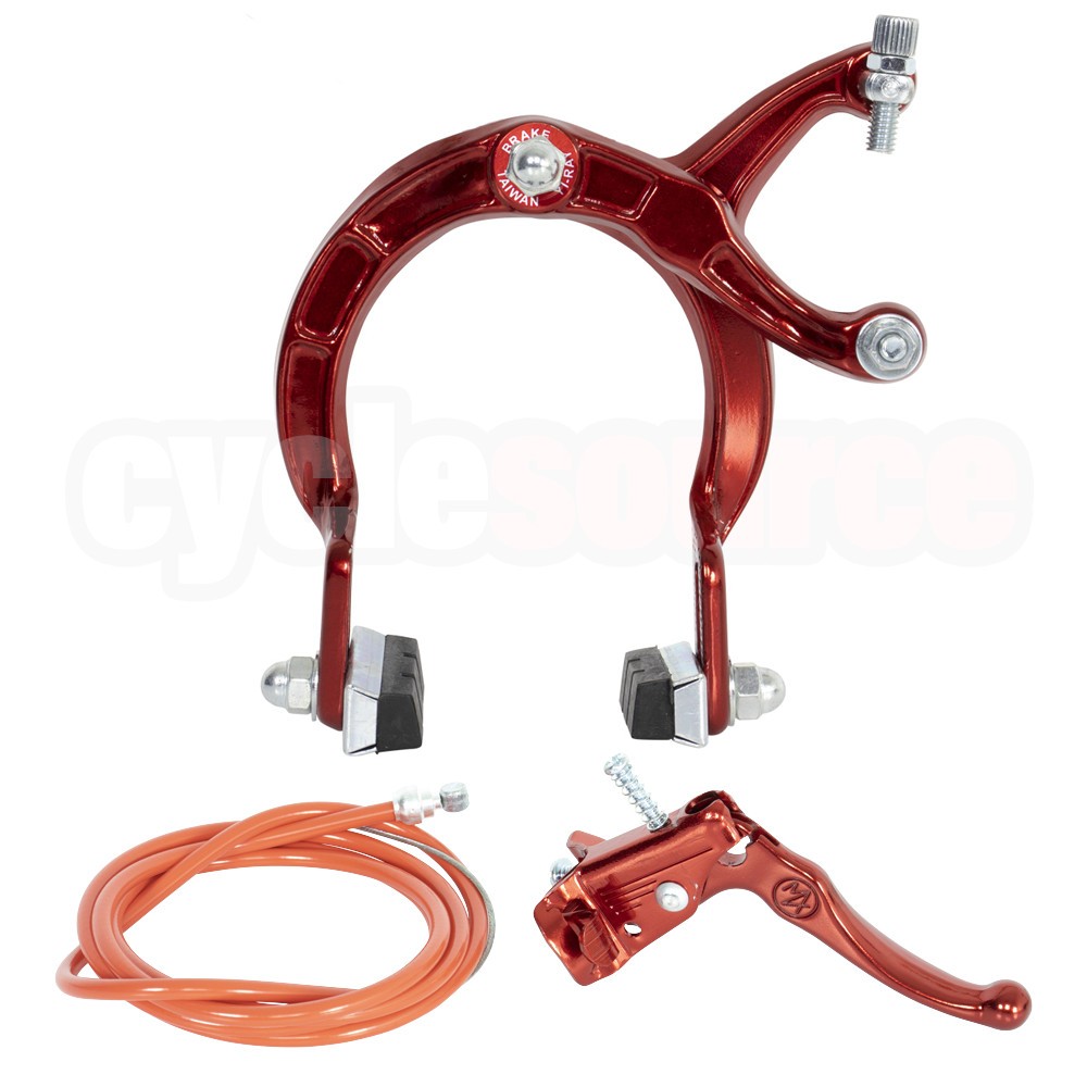 ENIX BMX Brake FRONT & REAR SET Alloy RED Bike Bicycle Caliper Cable Lever
