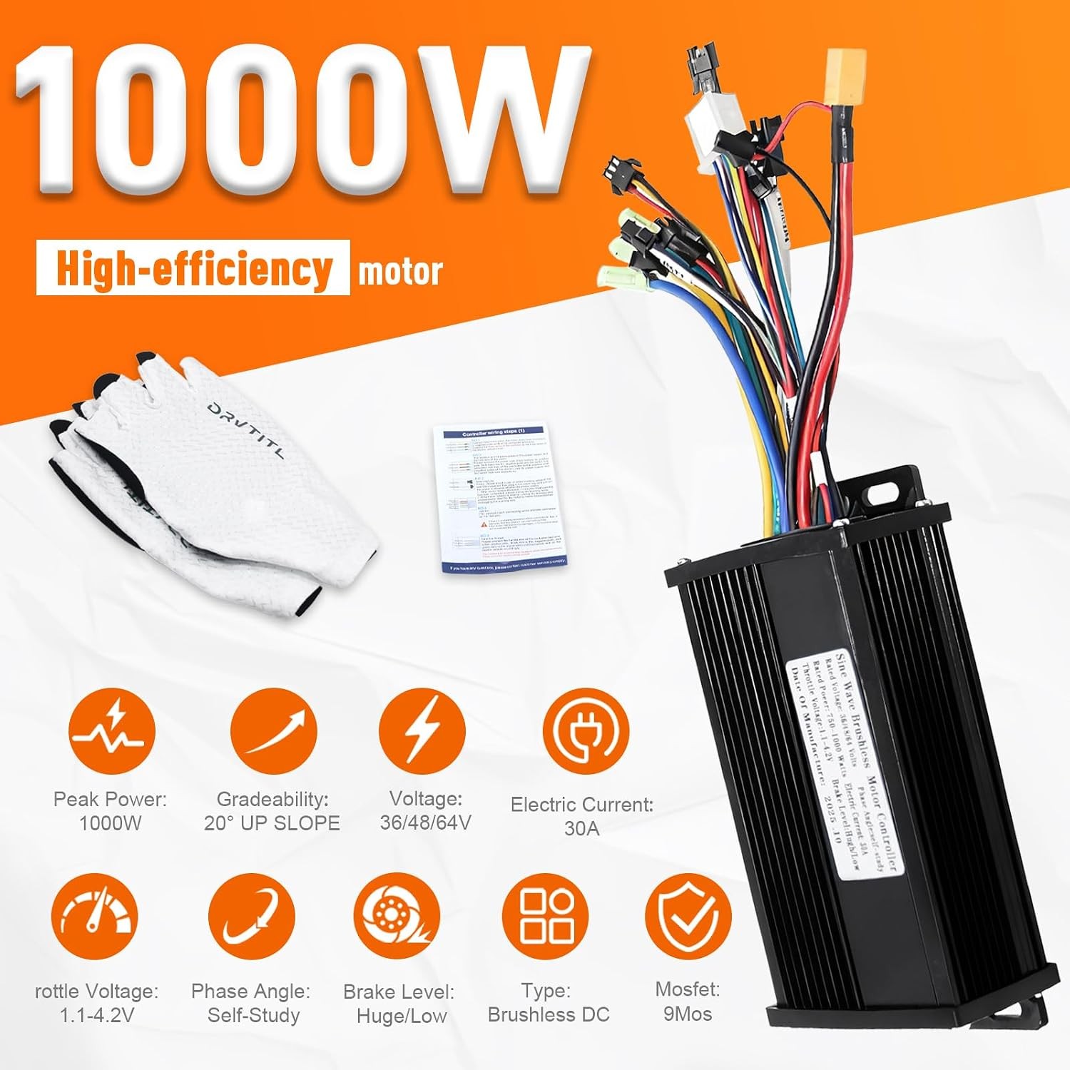 Electric Bike Controller 36V/48V/64V 30A 750W/1000W JN Sine Wave Brushless Motor