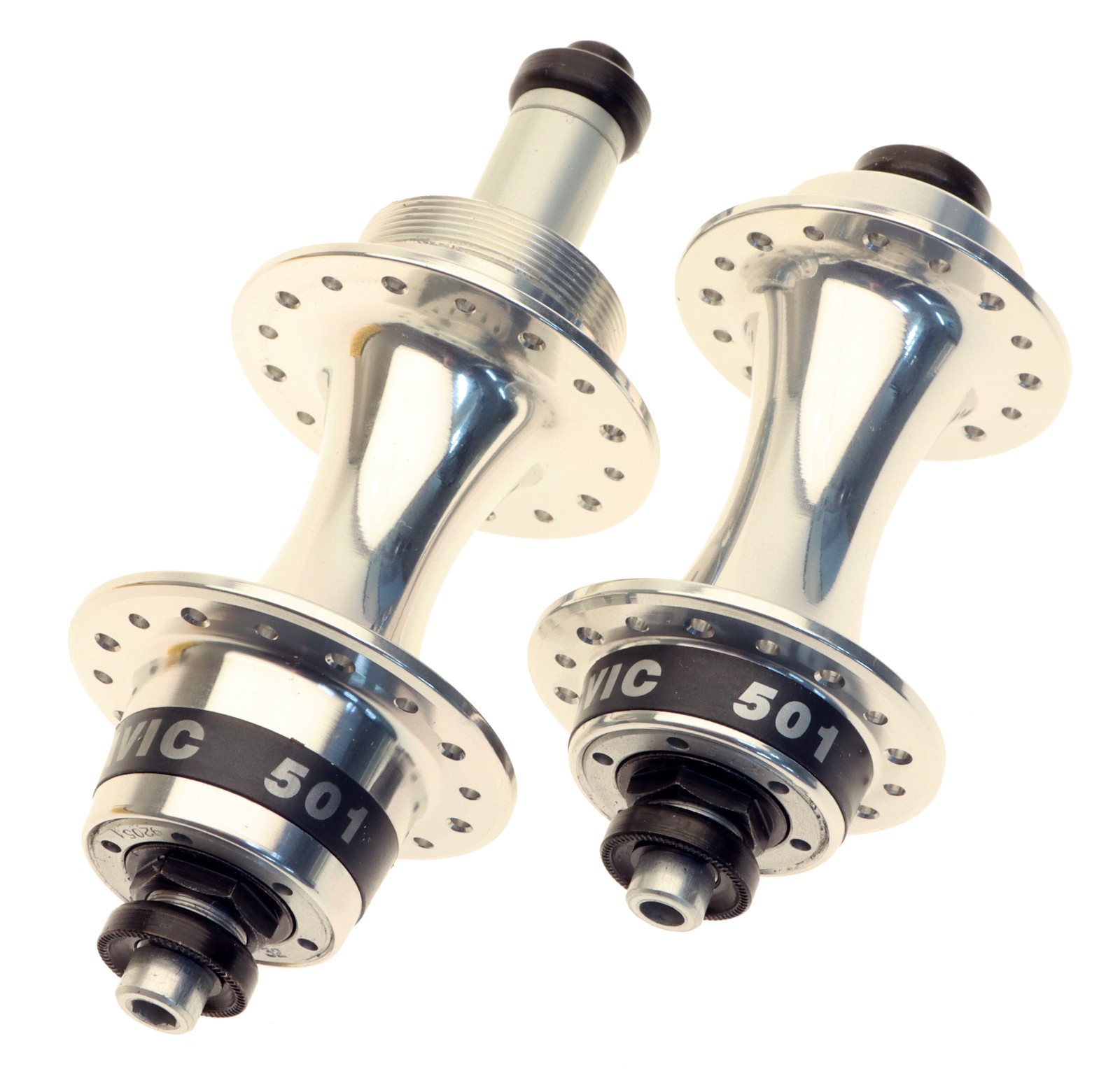 Mavic 501 Hubset Pair 32h English Freewheel Quick Release 130mm Silver NOS NIB