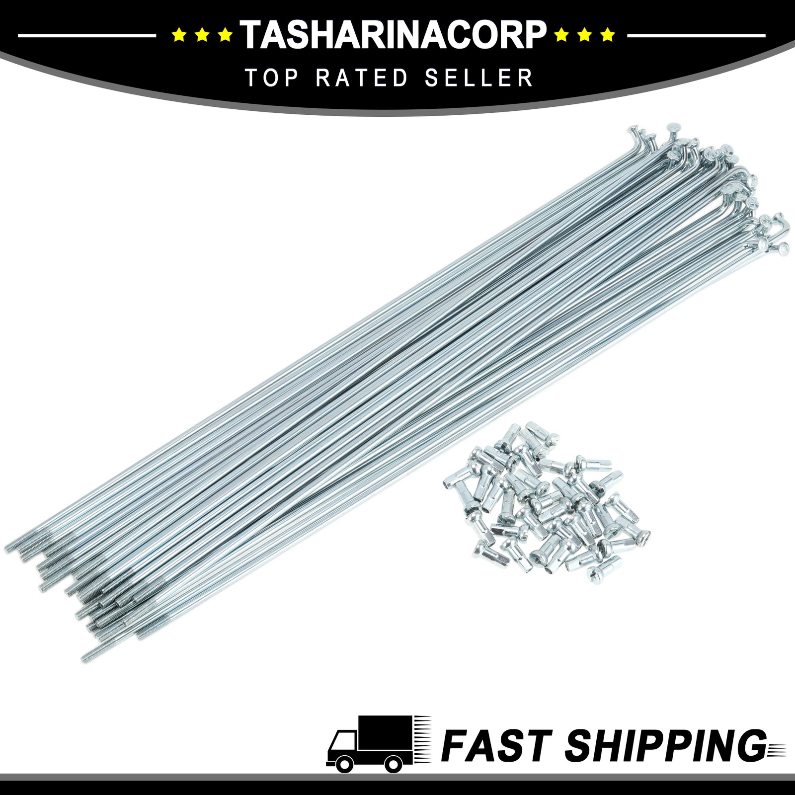 1Set 12G 247mm Length Bicycle Spokes Nipple Carbon Steel Galvanized Silver Tone