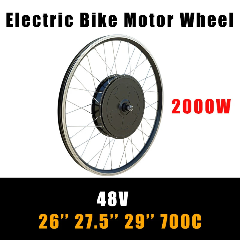 48V 2000W Mountain Electric Bicycle Rear Gearless Hub Motor Wheel Conversion Kit