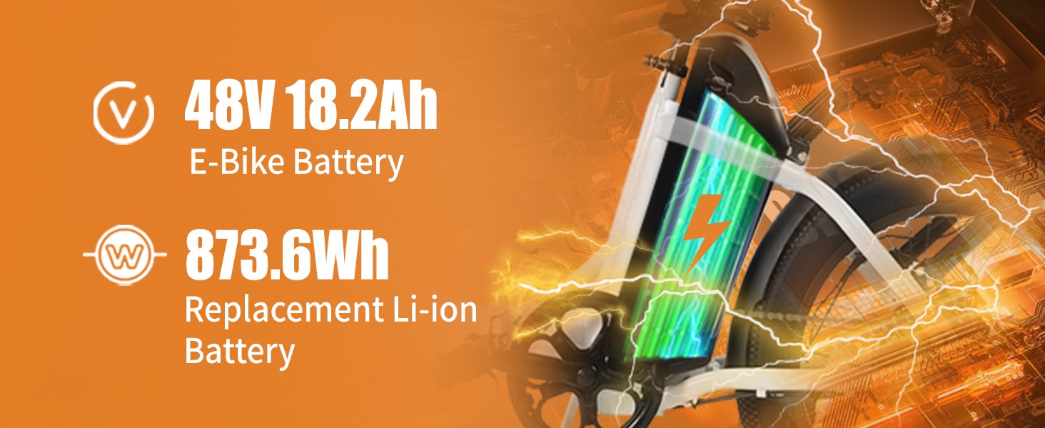 48V 18.2Ah 873.6Wh Ebike Battery for Lectric eBikes Rad Power Bikes Aventon XT60