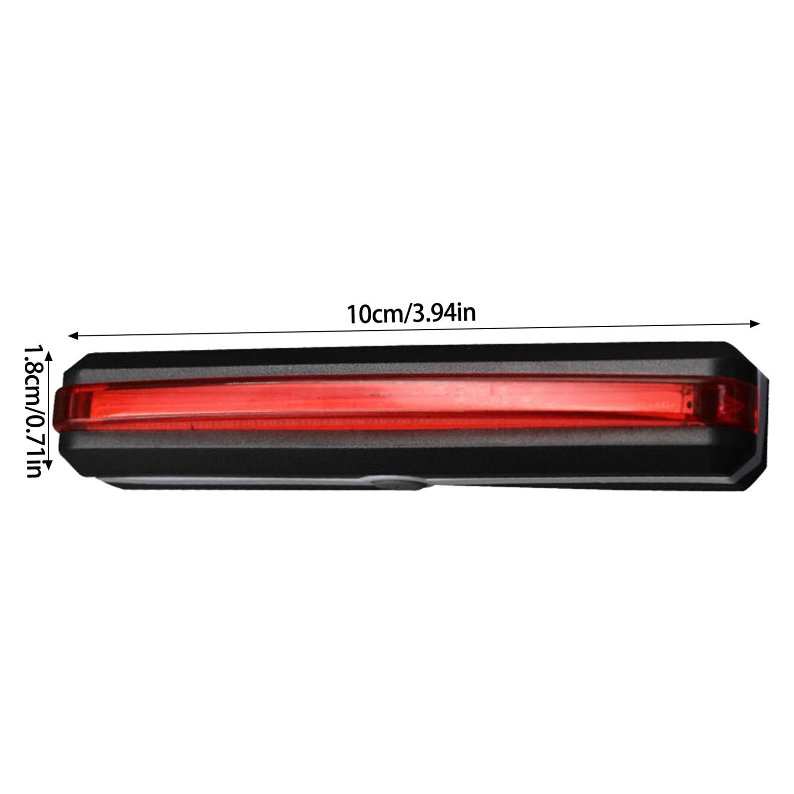 Rechargeable LED Tail Light for Bikes Rear Mount 10×1.8cm Night Visibility