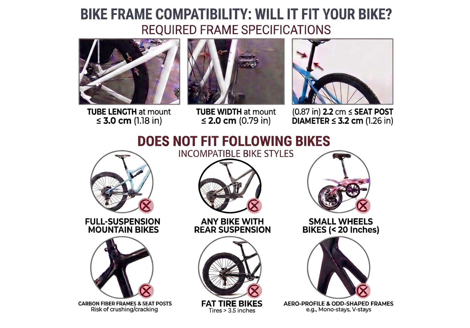 COMINGFIT 180lbs Heavy Duty Bike Rear Rack Double Strength Cargo Rack MTB