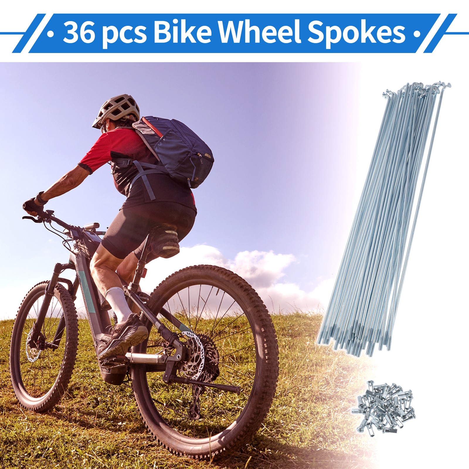 1 Set 12G 240mm Length Bicycle Spokes Nipple Carbon Steel Galvanized Universal