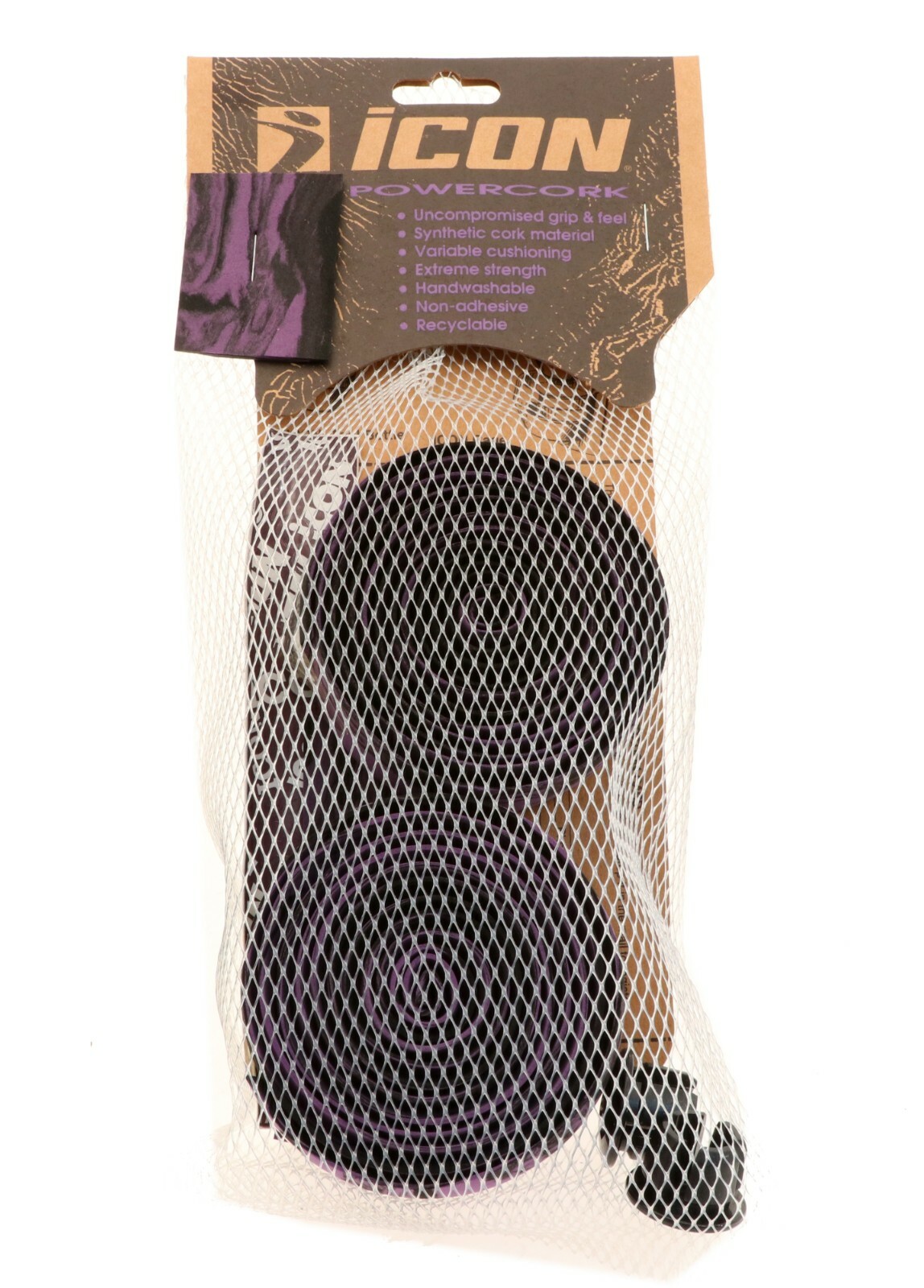 Icon Powercork Bicycle Cork Bar Tape Purple/Black Marble Non-Adhesive NEW NOS