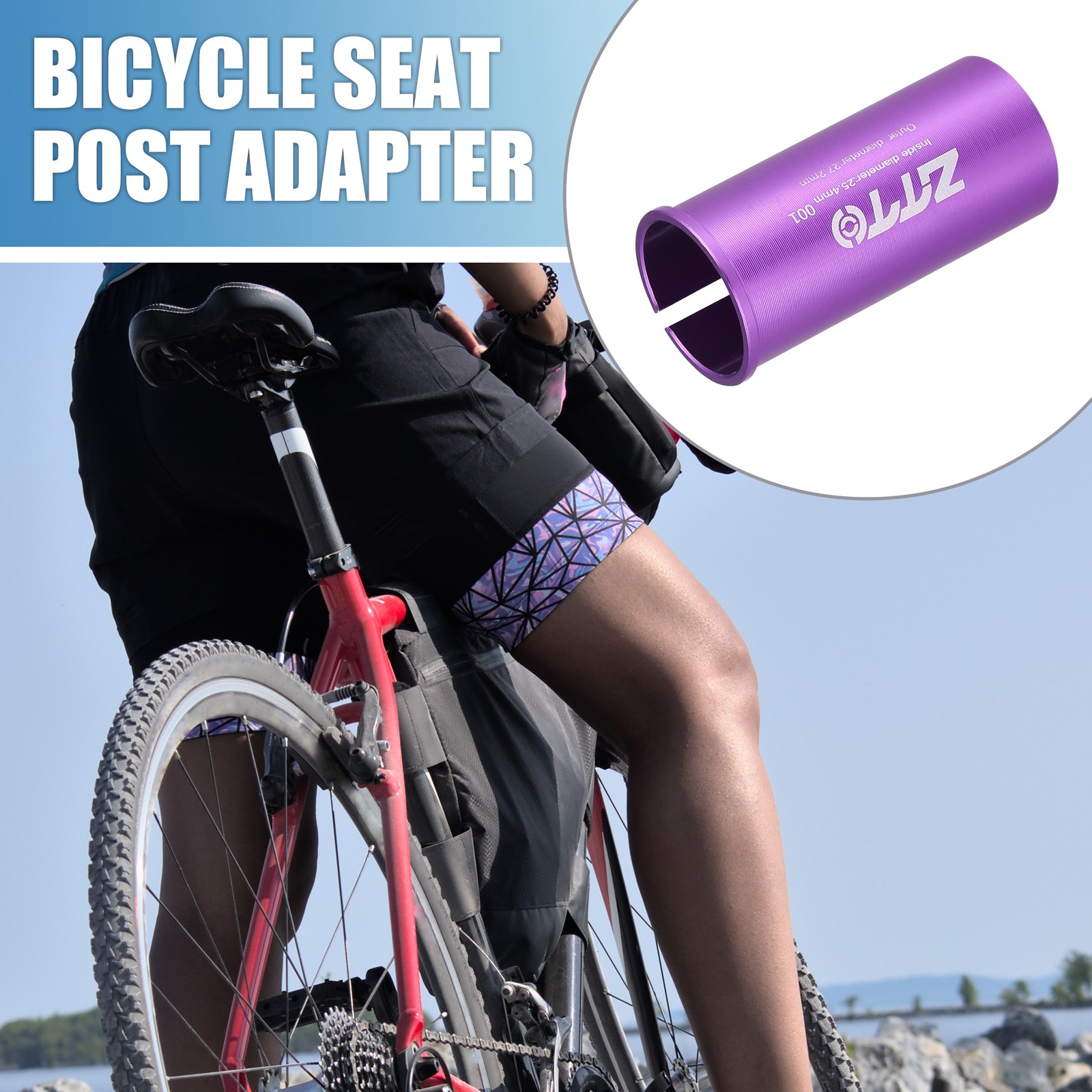 2pcs 25.4mm 1″ ID 27.2mm 1.07″ OD Seatpost Shim Adapter for Bicycle Purple
