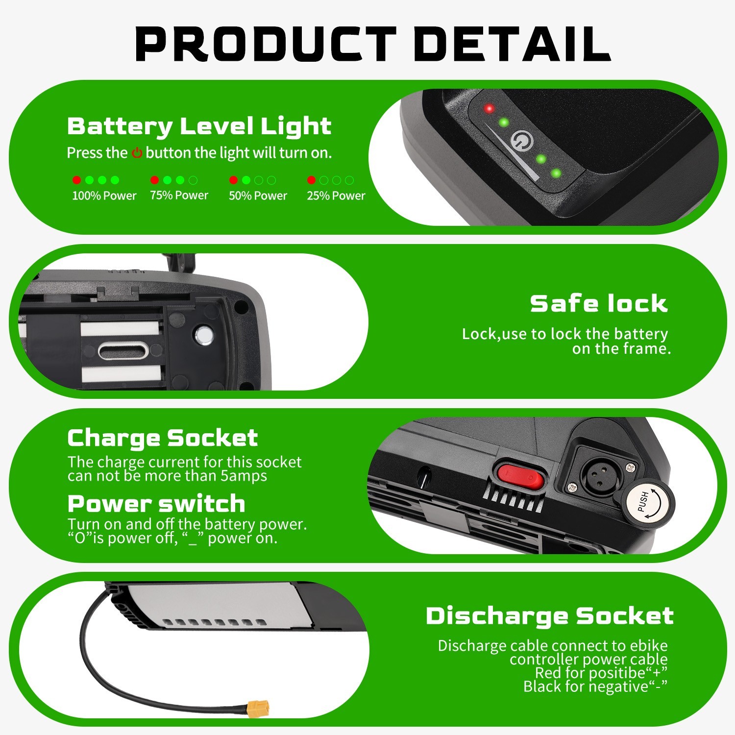 Ebike Battery 52V 48V 36V 10Ah/13Ah/15Ah/20Ah Electric BiKE Scooter Battery