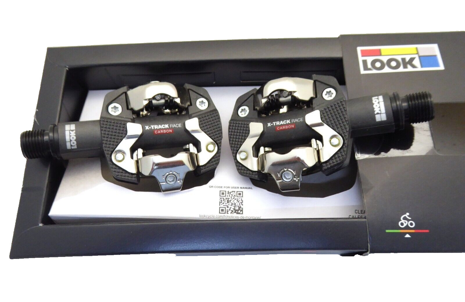 LOOK X-TRACK RACE CARBON Pedals – Dual Sided Clipless, Chromoly, 9/16″, Black