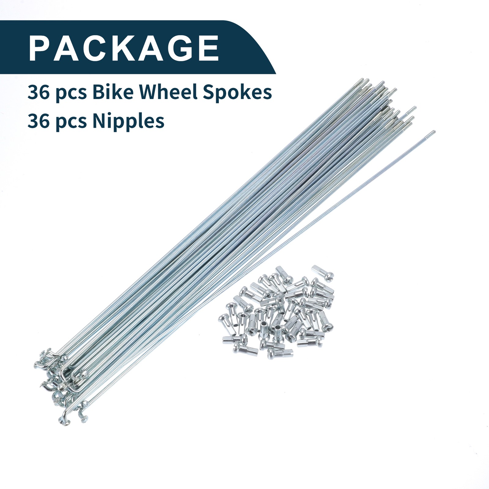 1 Set 13G 285mm Length Bicycle Spokes Nipple 45 Steel Galvanized Universal