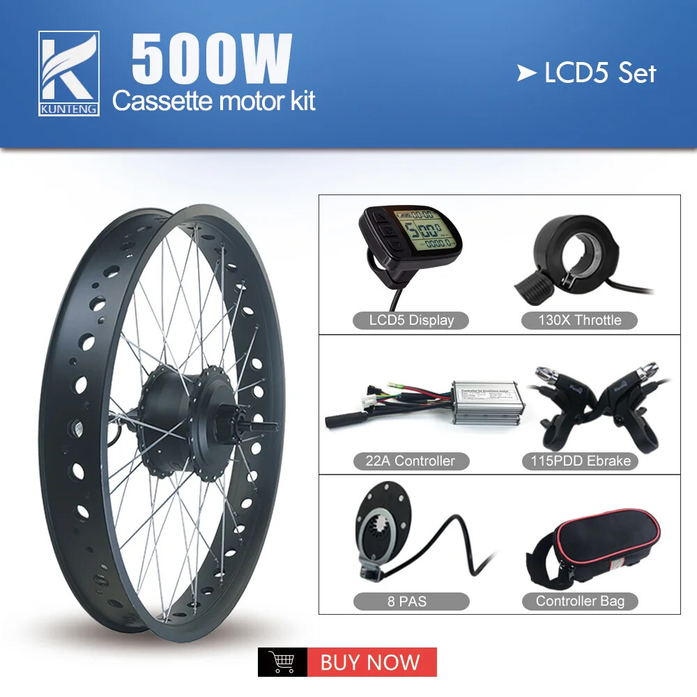 Snow E-bike Conversion Kit 36V 48V 500W Rear Cassette Hub Motor Wheel 20/26er