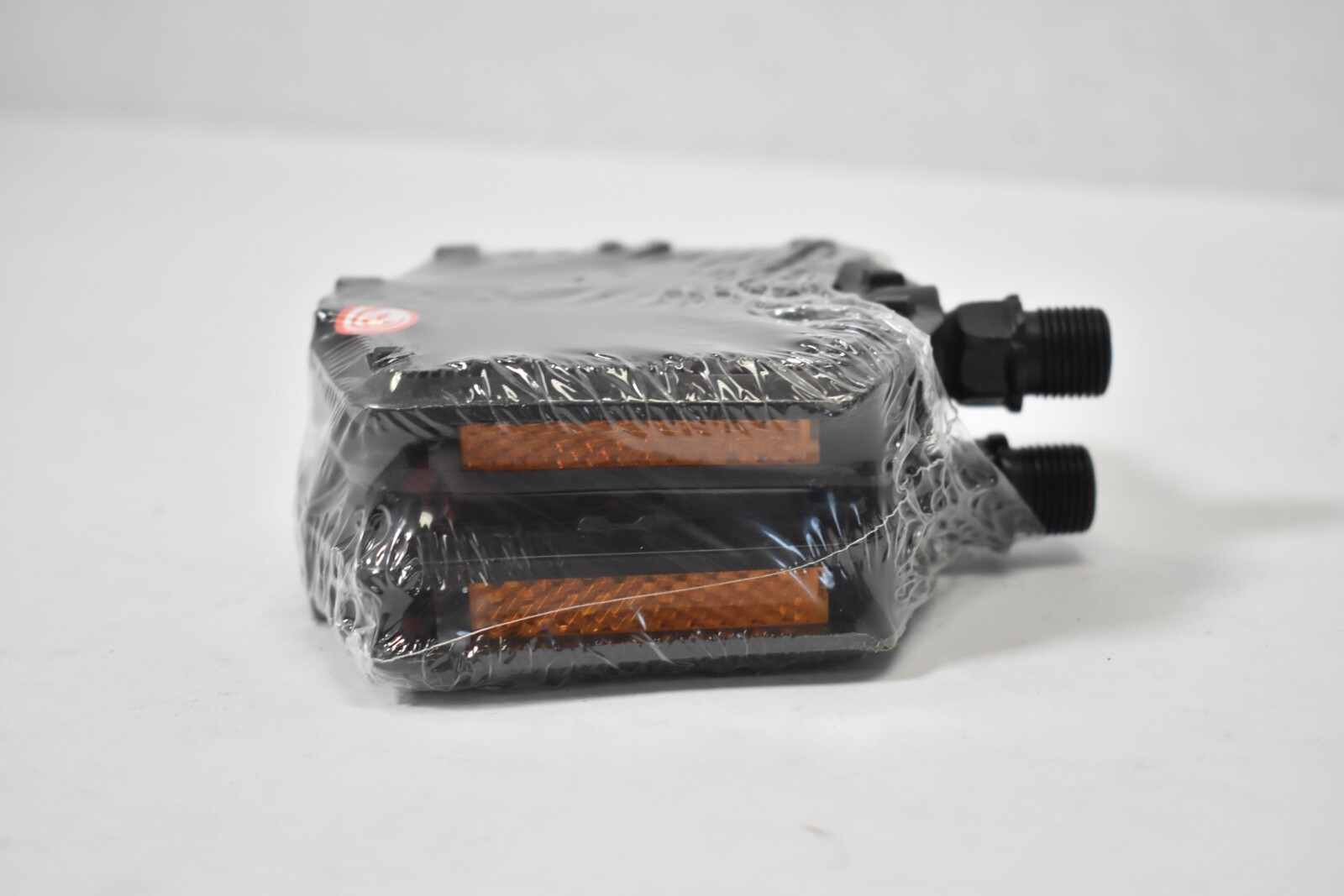 State Bicycle Bike Pedals Replacement Pair Black Orange Reflectors Screw On