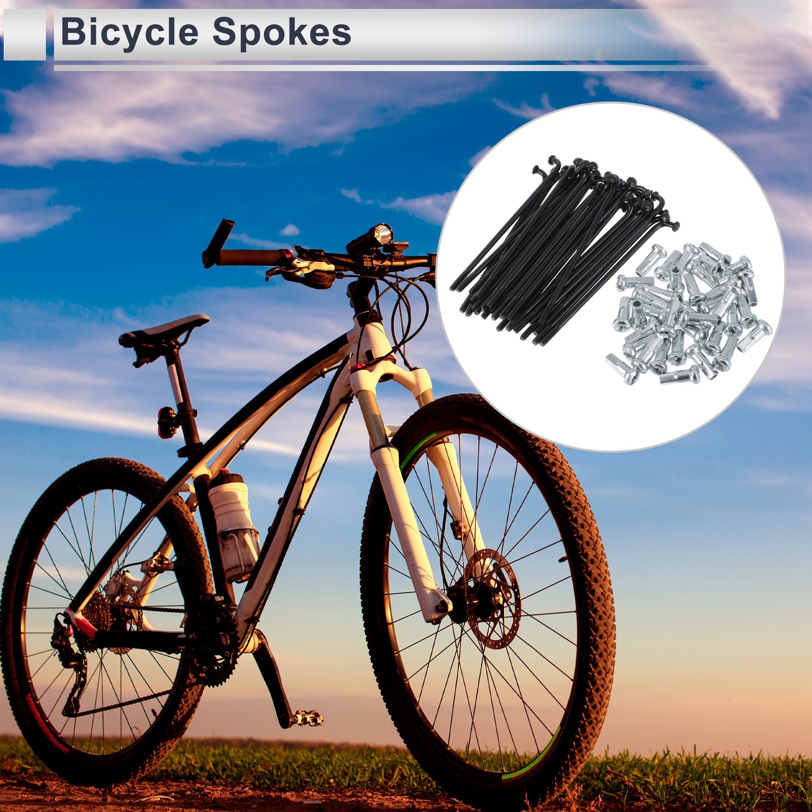 13G 78mm Universal Black Steel Nipple Bicycle Spokes Set