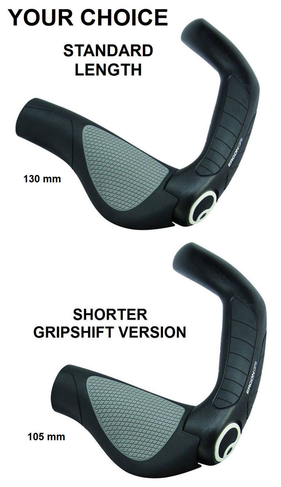 Ergon GP5 L or S Bike Standard Grip Length or GripShift & Large or Small Hand