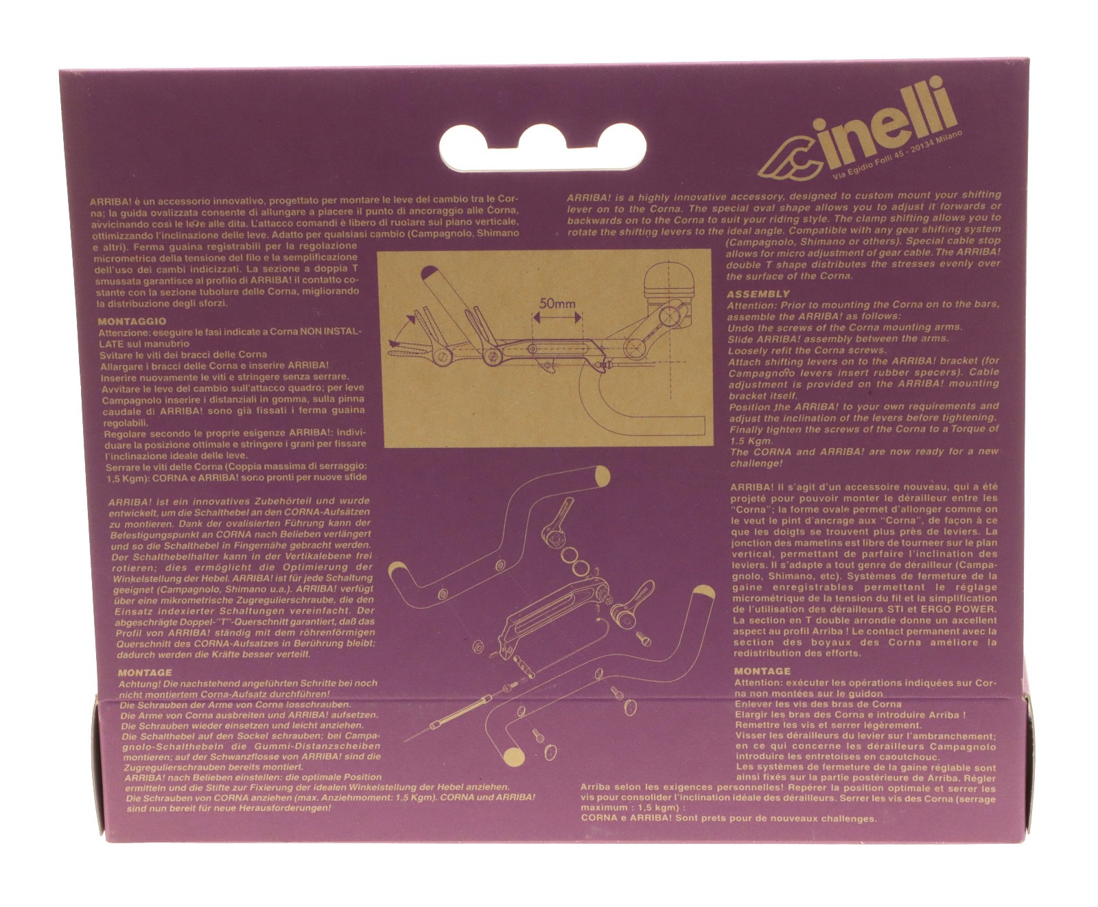 Cinelli Arriba Shift Lever Mount for Corna Handlebars Silver/Black NEW NOS NIB