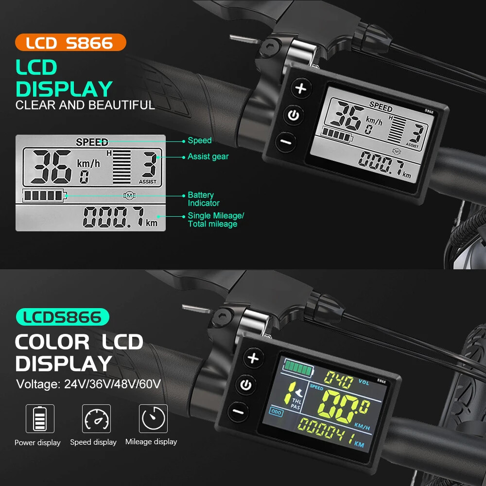Ebike Sinawave Controller 36V/48V 17A-40A with LCD DIsplay for 250W-2000W Motor