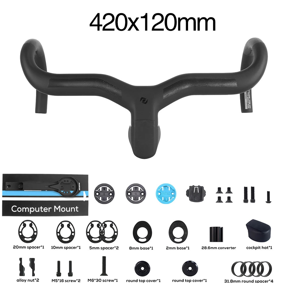 Carbon Handlebar Internal Routing Road Bicycle Integrated Drop Bar with Mount