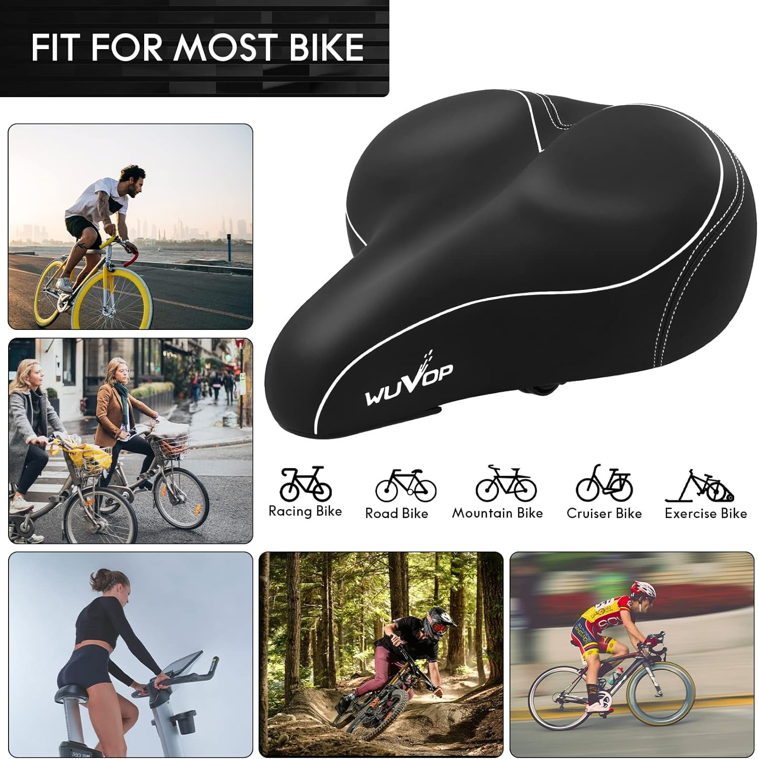 Asiento de bicicleta de gran tamano ancho y comodo para mujeres y hombres univer