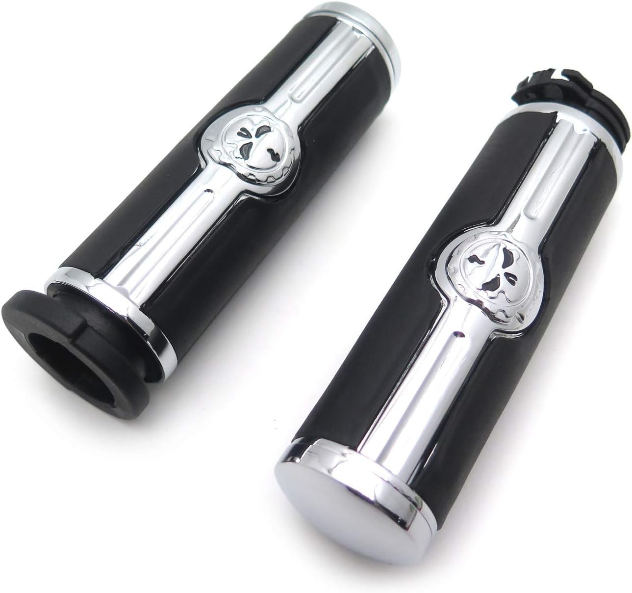 Chromed Handlebar Skull Grips to Compatible with 96-07 Touring Models and96-late