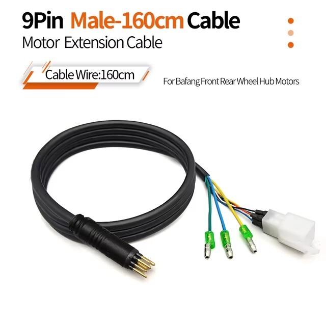 E-bike Electric Bicycle Hub Motor Extension Cable 9Pin Male Female Wire 90-160cm