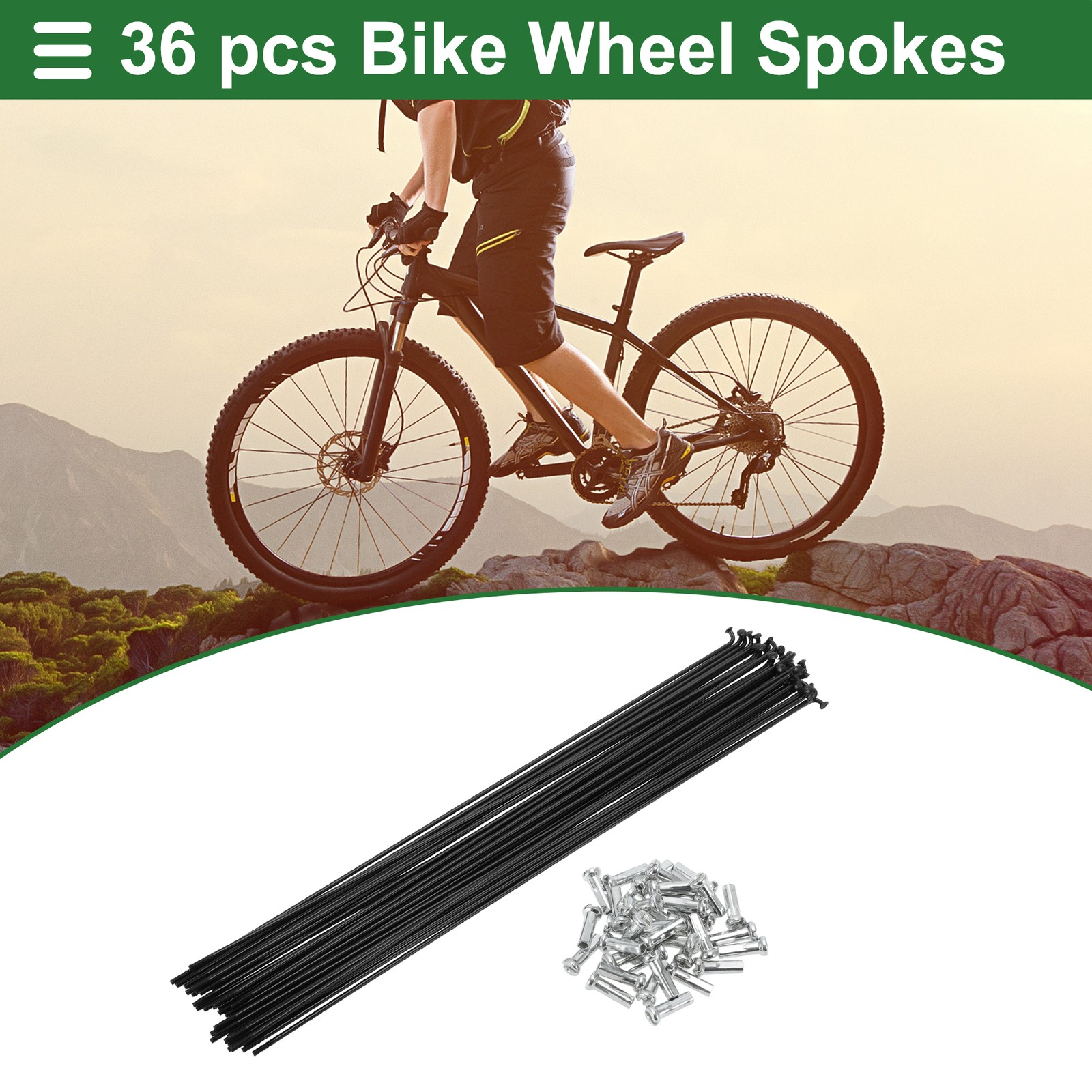 1 Set 14G 275mm Length Bicycle Spokes Nipple Carbon Steel Black Universal