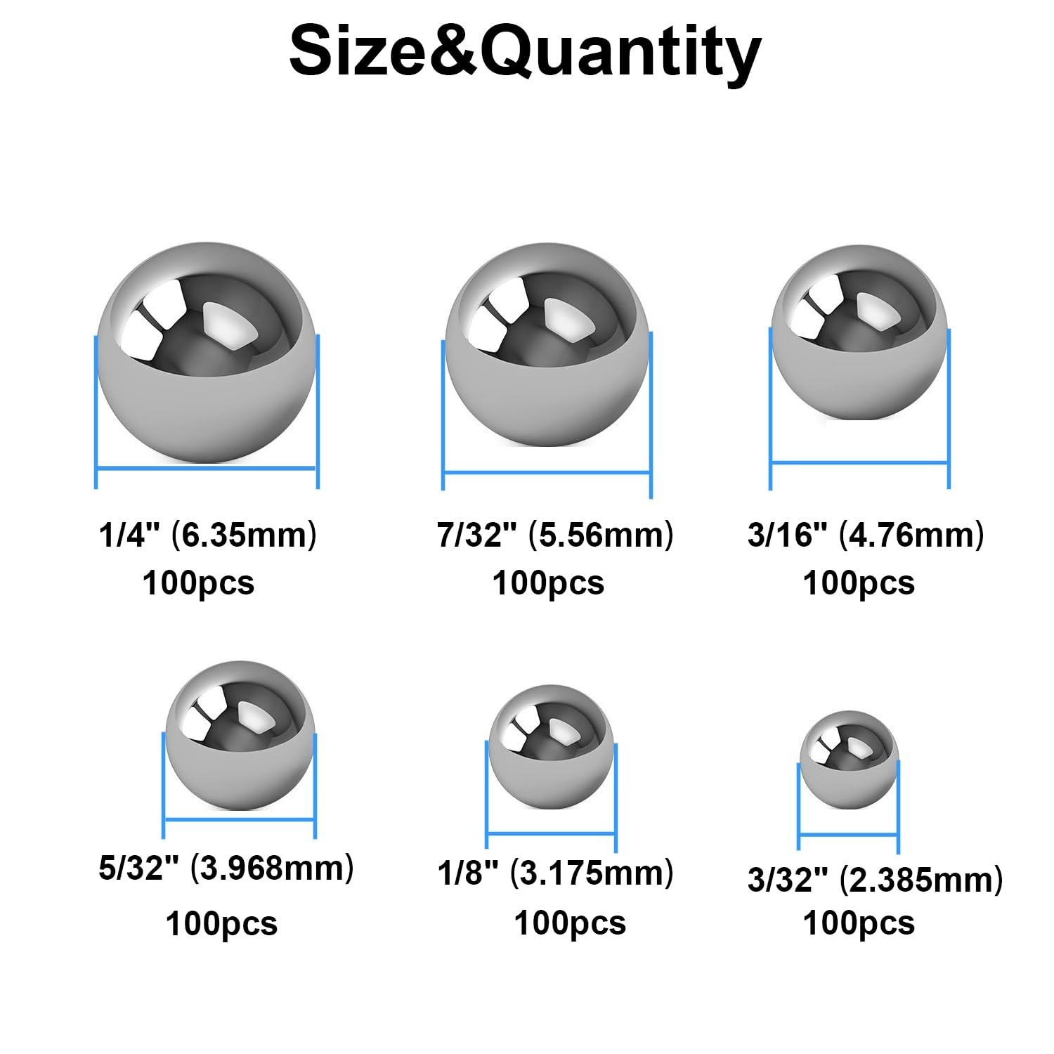 High Hardness 600-Piece Assorted Bearing Balls Set – Ideal for Crafts & Repairs