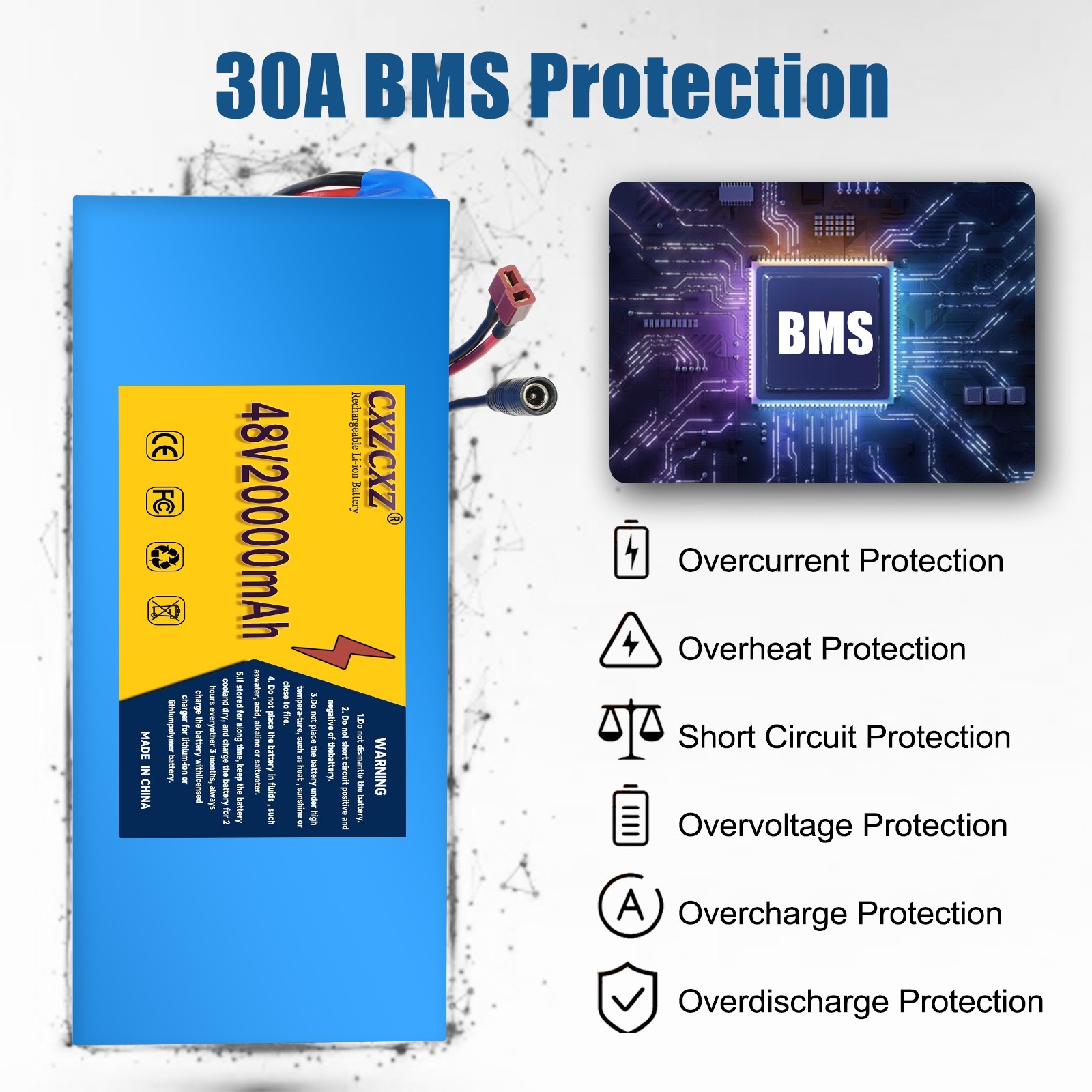48V 20Ah Lithium ebike Battery for 200W-1500W ebike Bicycle Electric Scooter 30A