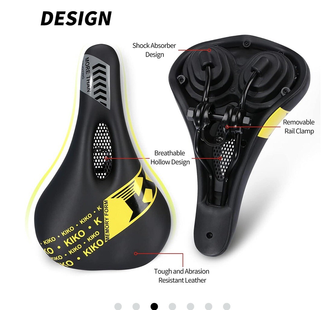 KIKO KS 004 Bike Seat Cushion Soft Padded with Dual Shock Saddle, Black/Green