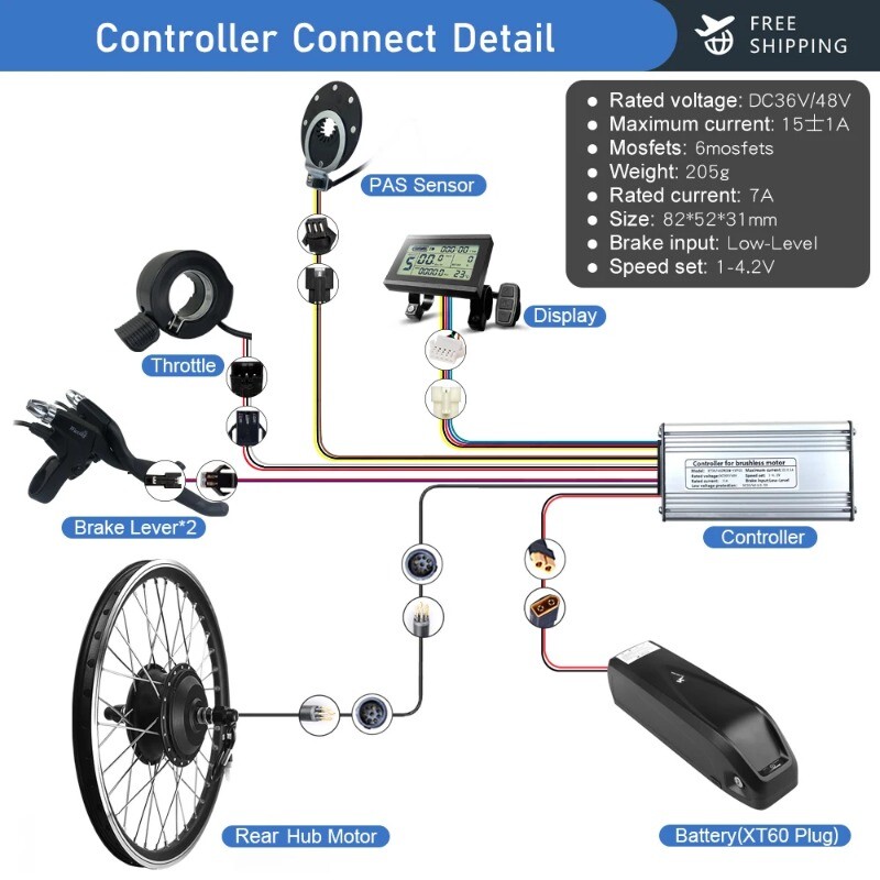 36V 48V 250W Mountain Ebike Conversion Kit Brushless Gear Rear Hub Motor Wheel