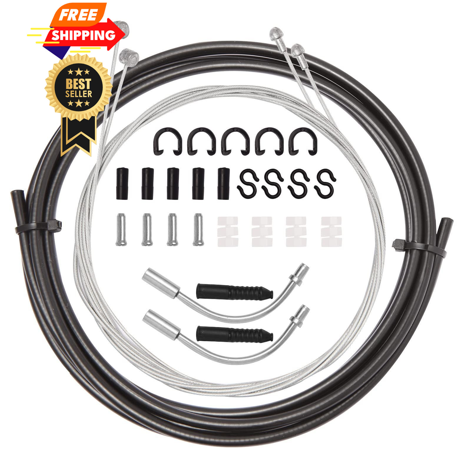 Universal Bike Brake Cable Housing Kit With 1 As shown in the picture, Black