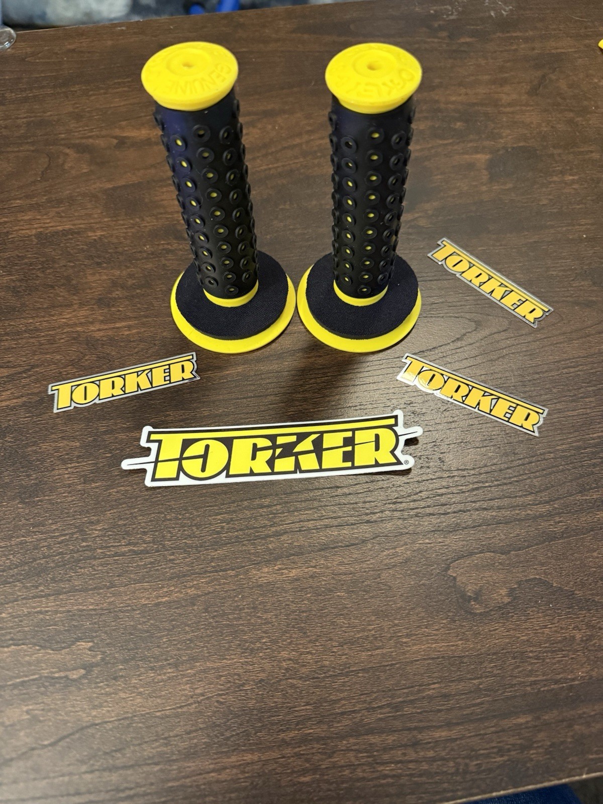 Torker B-1B BMX Handlebar Grips Black/Yellow Rubber Slip-On Pair (2)