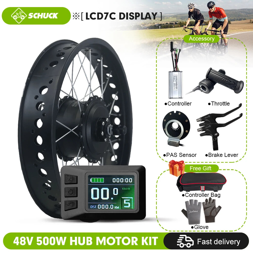 20 26 Inch 36V 48V 500W Rear Cassette Hub Motor Snow E-bike Conversion Kit
