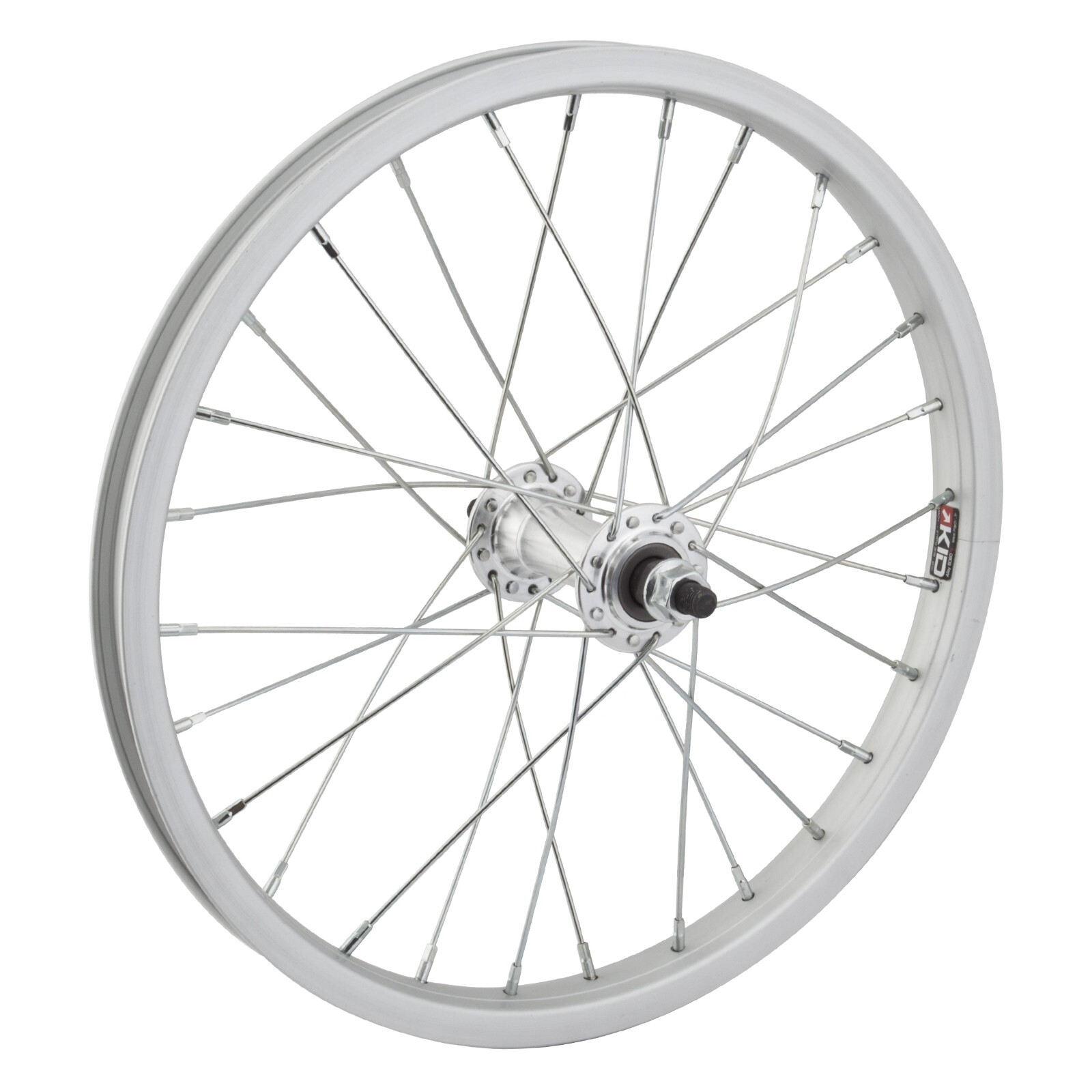 Front Wheel 16×1.75 305×19 Alloy Silver 28H Bolt On 3/8 Silver 14g spokes NEW