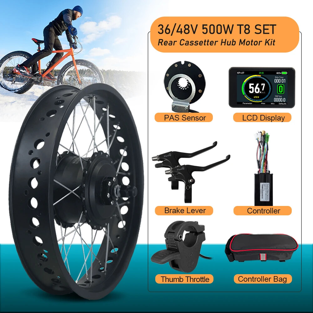 20/24/26in 36V 48V 500W Rear Cassette Hub Motor for Electric Bike Conversion Kit