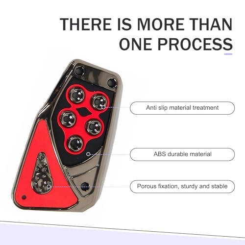 Automotive Foot Pedals, Non-Slip No Drilling Required Pedal Pads, 2 PCS Red