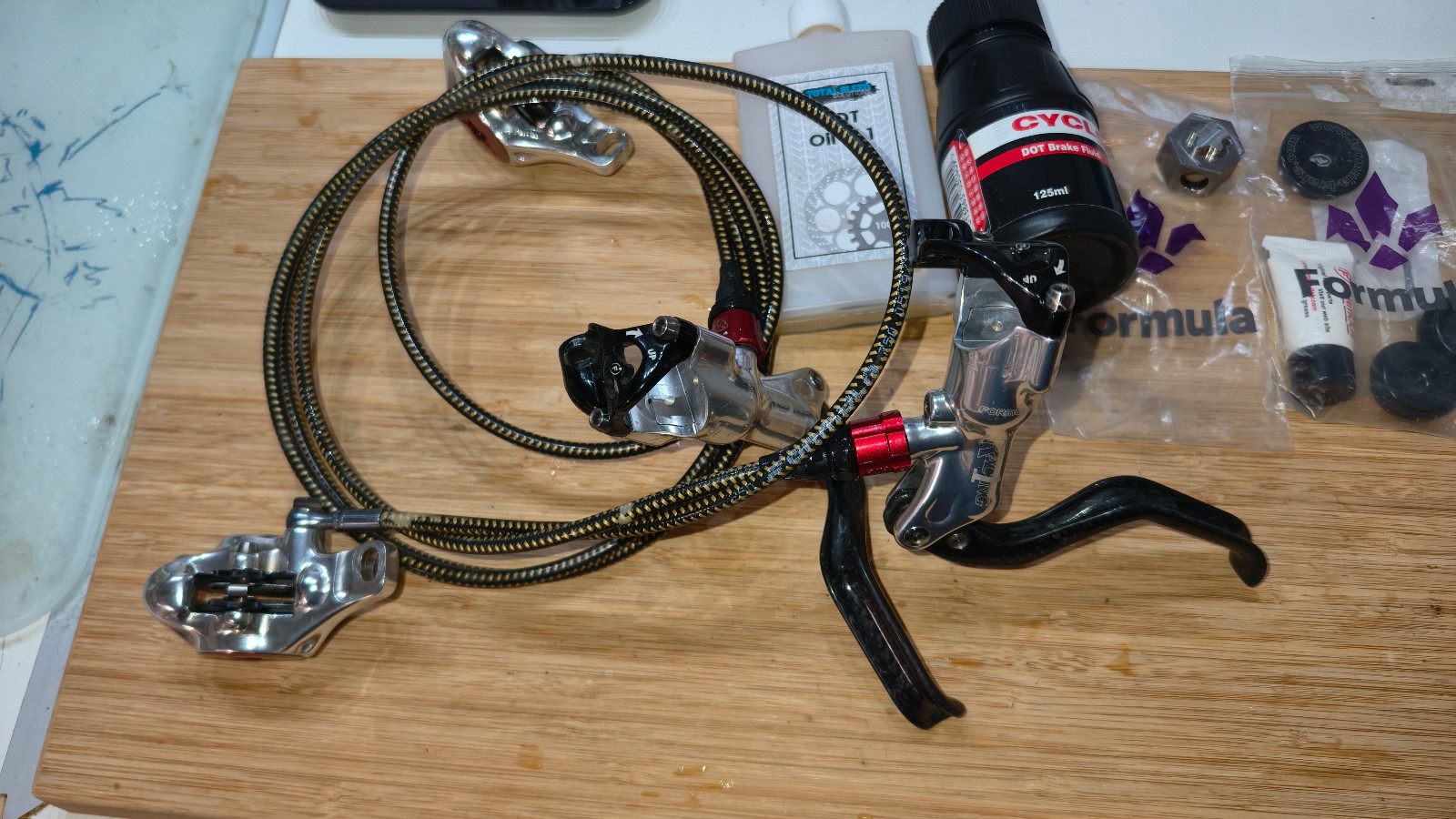 Formula R1 Racing Brake Set – Polished Silver, Carbon levers, XC MTB