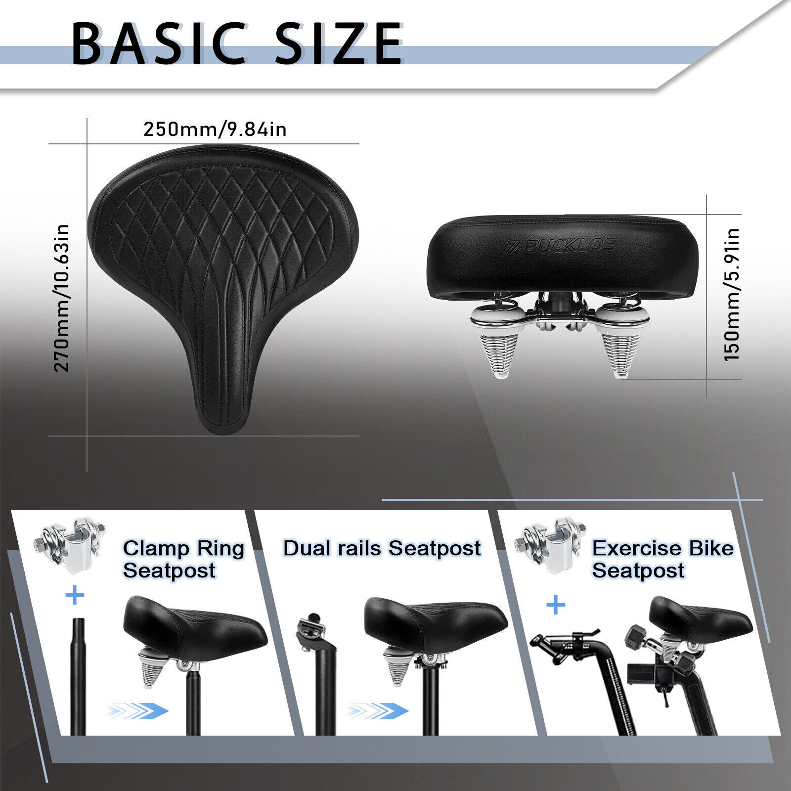 BUCKLOS Comfort Wide Big Bum Saddle Seat Retro MTB Road Bike Soft Cushion Pad US