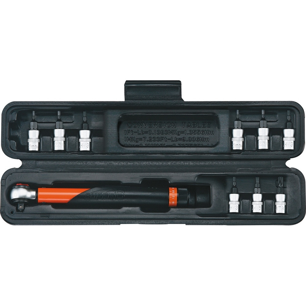 1/4”” 3-15NM TORQUE WRENCH WITH CASE AND HEX WRENCHES AND TORX bic